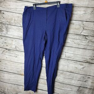 Lane Bryant The Allie Crop Pant Womens 24 Regular Blue White Polka Dot Stretch